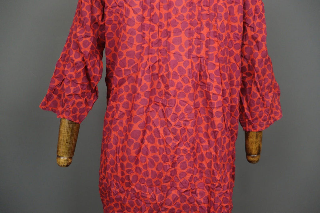 GUDRUN SJODEN Orange Abstract Casual Long Sleeve Button Front Shirt Dress – Size S