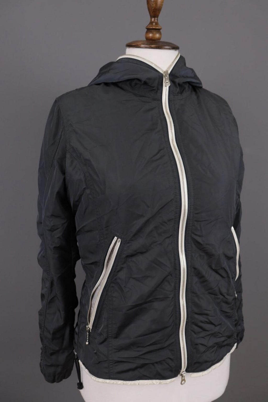DUVETICA Blue Nylon Lightweight Hooded Full Zip Jacket – Size 46