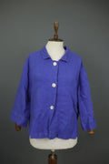 OSKA Blue 100% Linen Long Sleeve Collared Button Front Basic Jacket – Size 2