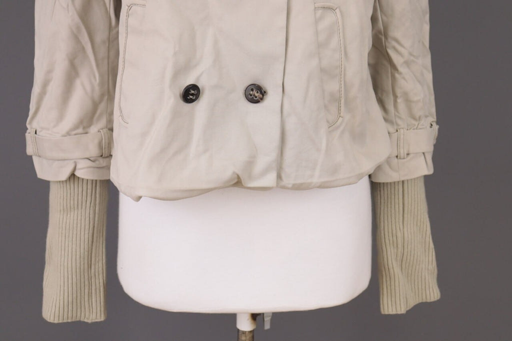 Laurel Beige Double Breasted Designer Wool Cropped Coat Jacket – Size 44