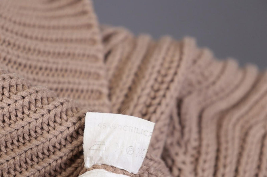 JIL SANDER Brown Knit Cropped Oversize Ballon Long Sleeve Sweater