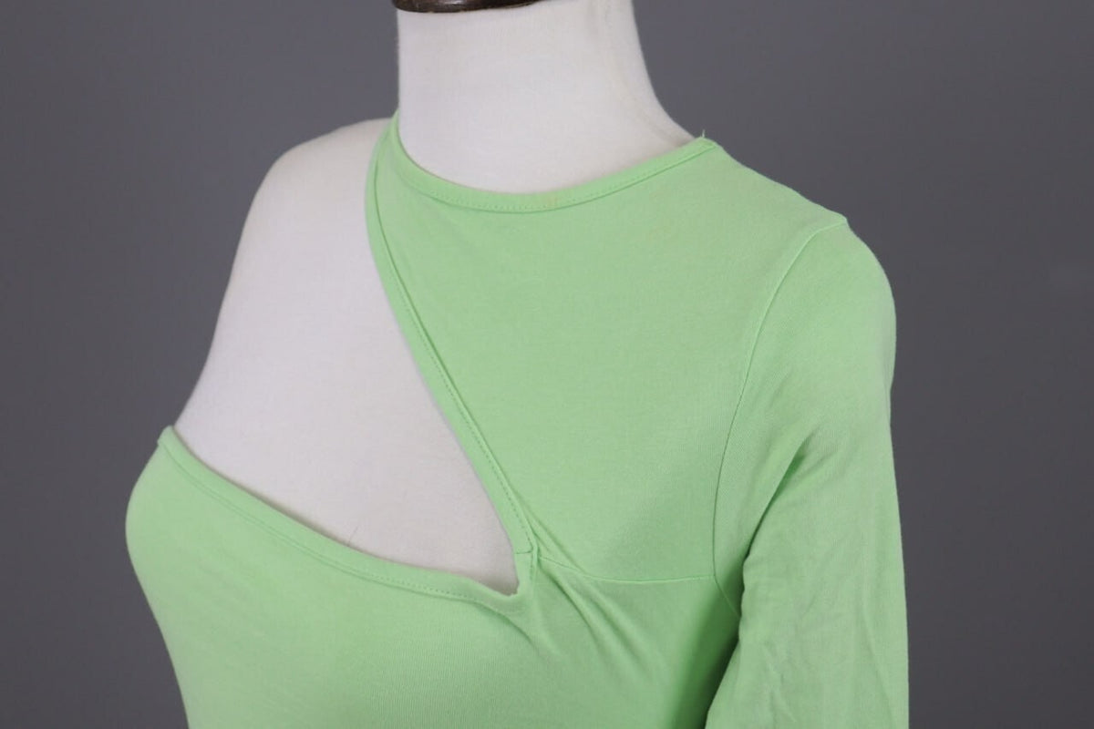 Karl Kani Embroidered Sleeve Green Asymmetrical One Shoulder Shirt – Size S – Used