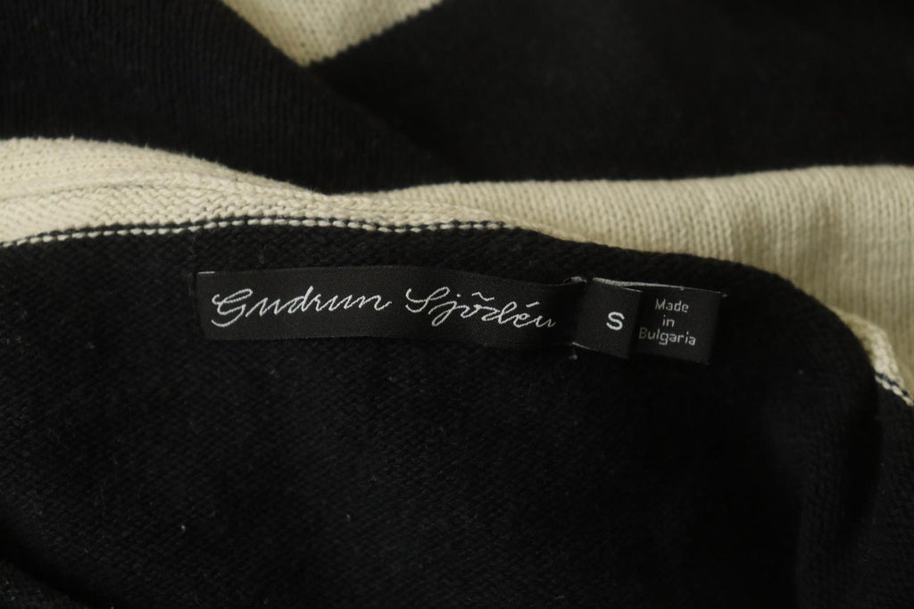 GUDRUN SJODEN White Black Striped 100% Cotton Tight Knit Pullover Sweater – Size S