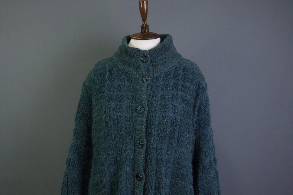 MISSONI Blue Wool Mohair Knit Long Sleeve Button Cardigan Sweater – Size L