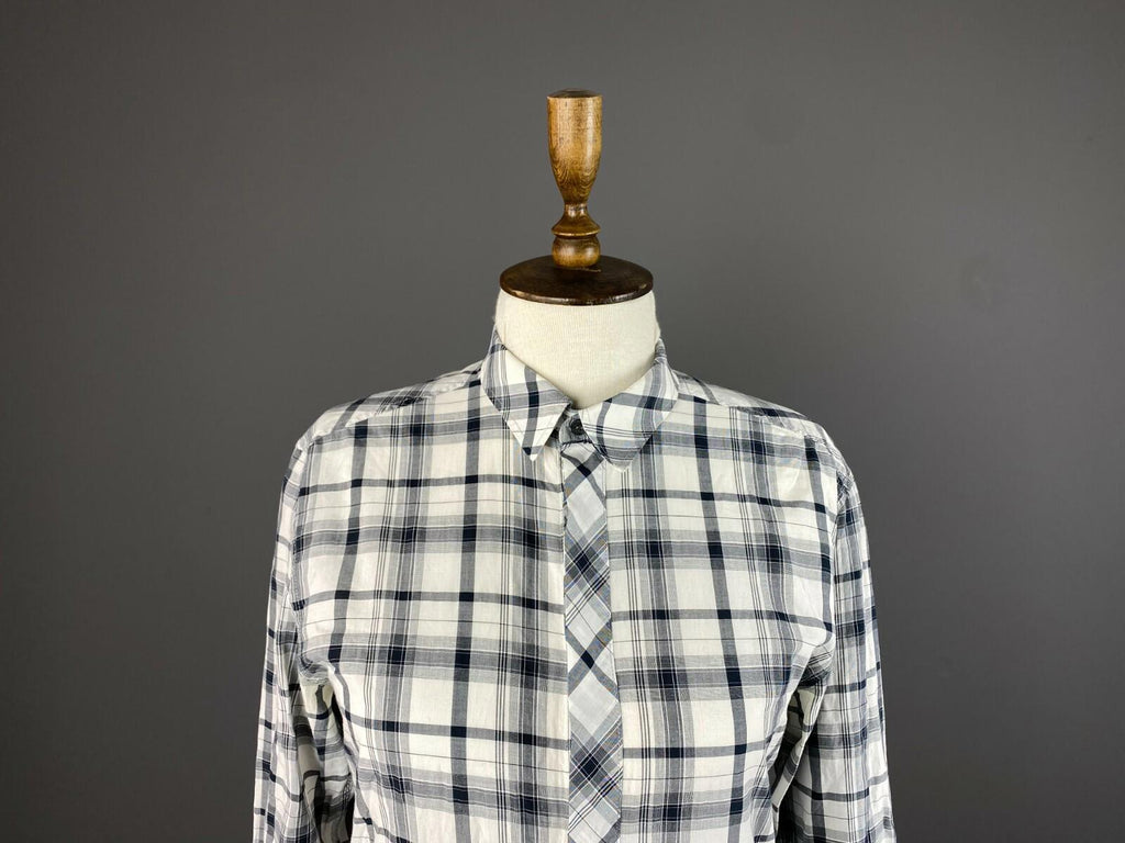 DOLCE&GABBANA White Check Button Up Long Sleeve Shirt – Women's S