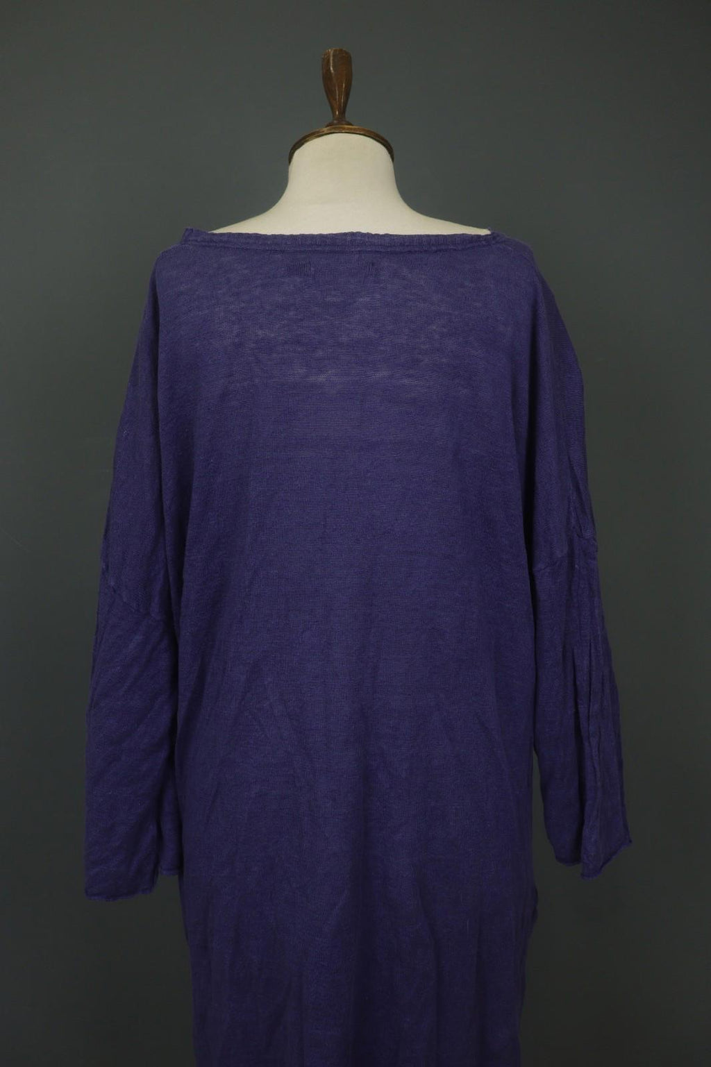 GUDRUN SJODEN Purple 100% Linen Relaxed Fit Round Neck Shift Dress – Size 2XL