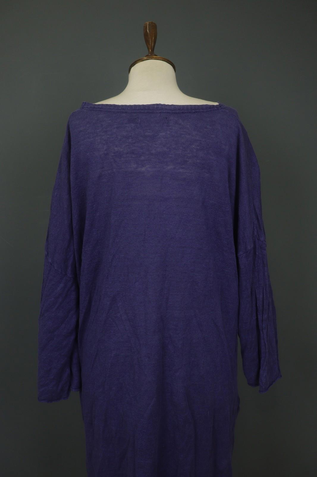 GUDRUN SJODEN Purple 100% Linen Relaxed Fit Round Neck Shift Dress – Size 2XL