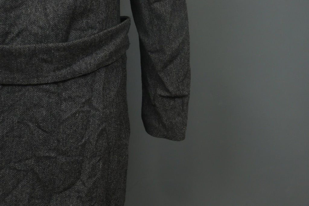 ANNETTE GOERTZ Gray Herringbone Wool Long Sleeve Button Front Long Coat – Size 38