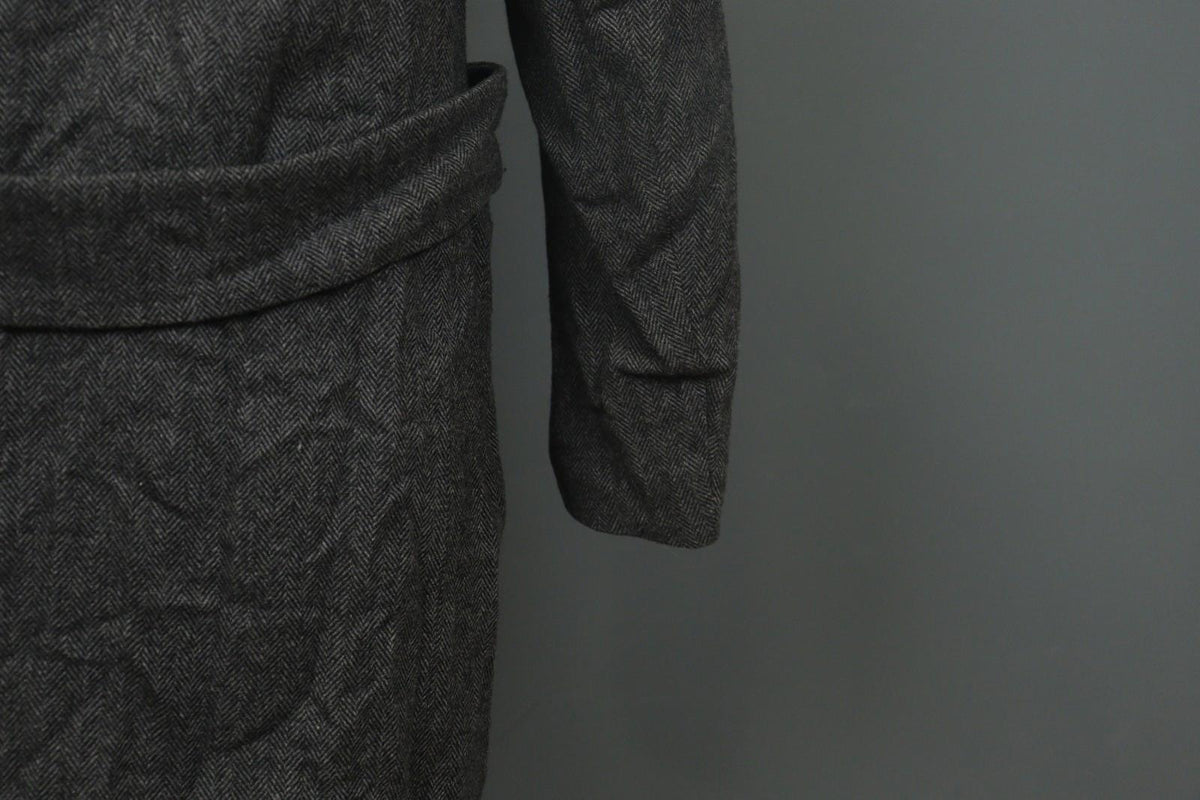 ANNETTE GOERTZ Gray Herringbone Wool Long Sleeve Button Front Long Coat – Size 38