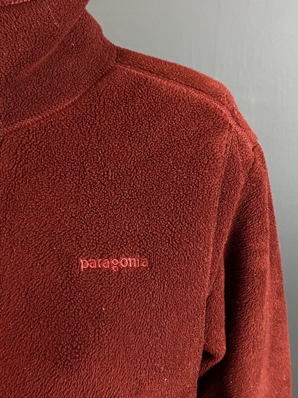 Patagonia Synchilla Red Mock Neck Full Zip Outdoor Hiking Fleece Jacket – Size L
