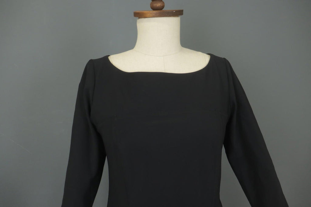 SARAH PACINI Black Long Sleeve Round Neck Pullover Bodycon Dress – Size S / M