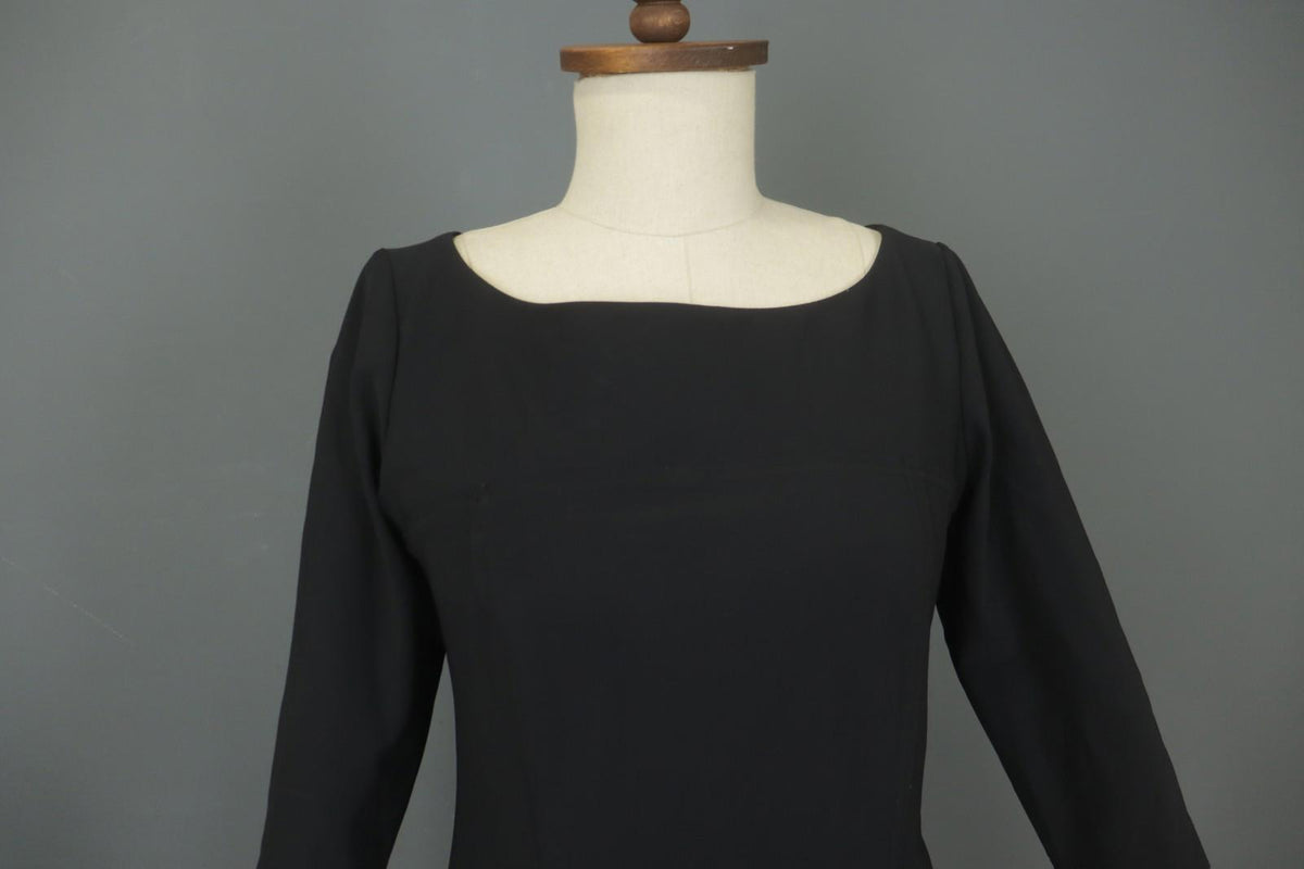 SARAH PACINI Black Long Sleeve Round Neck Pullover Bodycon Dress – Size S / M