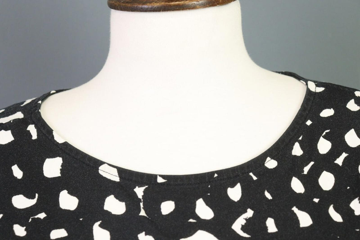 MARIMEKKO Black Printed A-Line Relaxed 3/4 Sleeve Tunic Dress – Size S