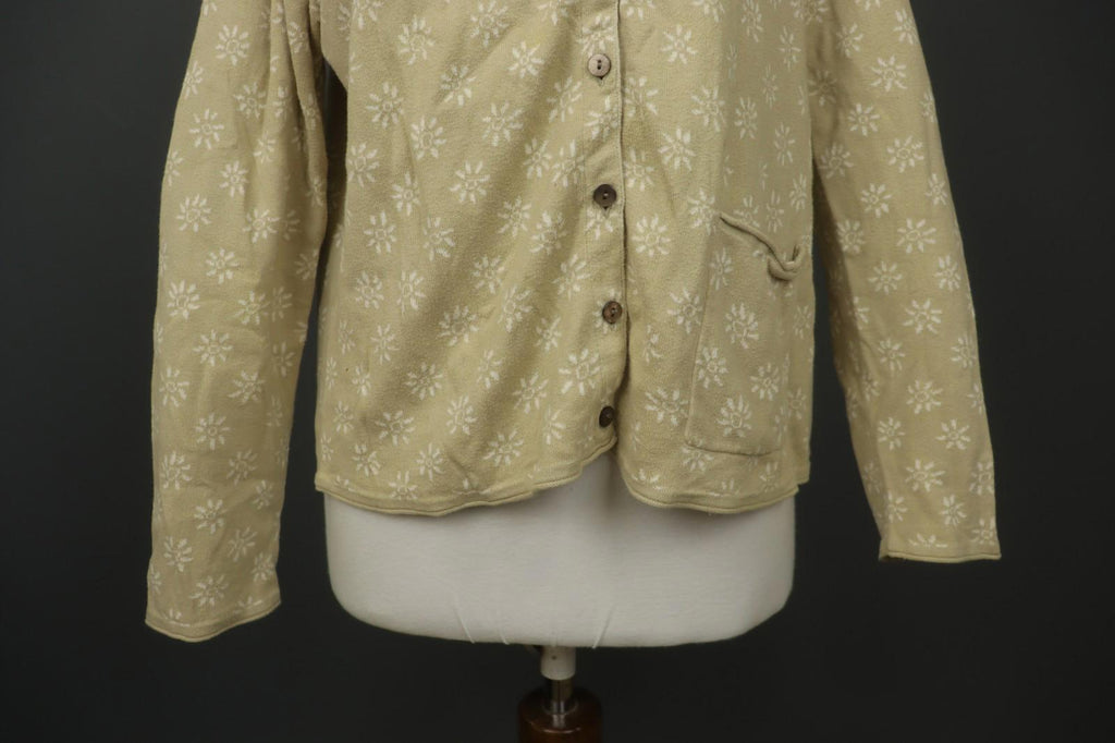 GUDRUN SJÖDEN Beige Floral Long Sleeve Button Front Cardigan Sweater – Size L