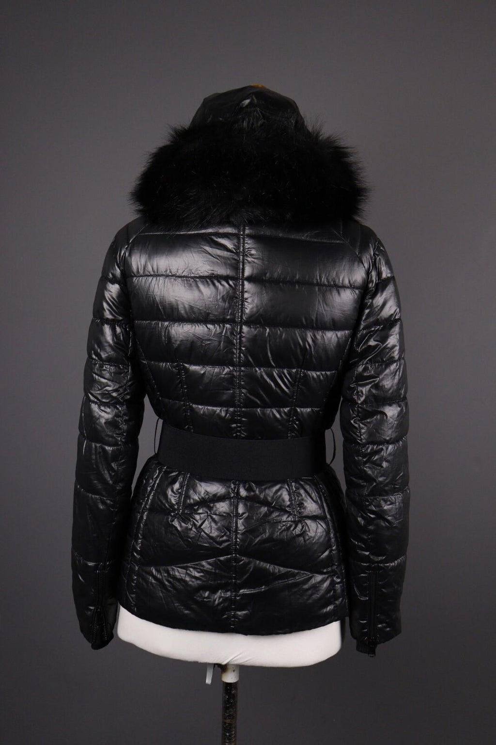 BARBOUR INTERNATIONAL Marleigh Quilt Jacket Belted Hooded Faux Fur – Size 34