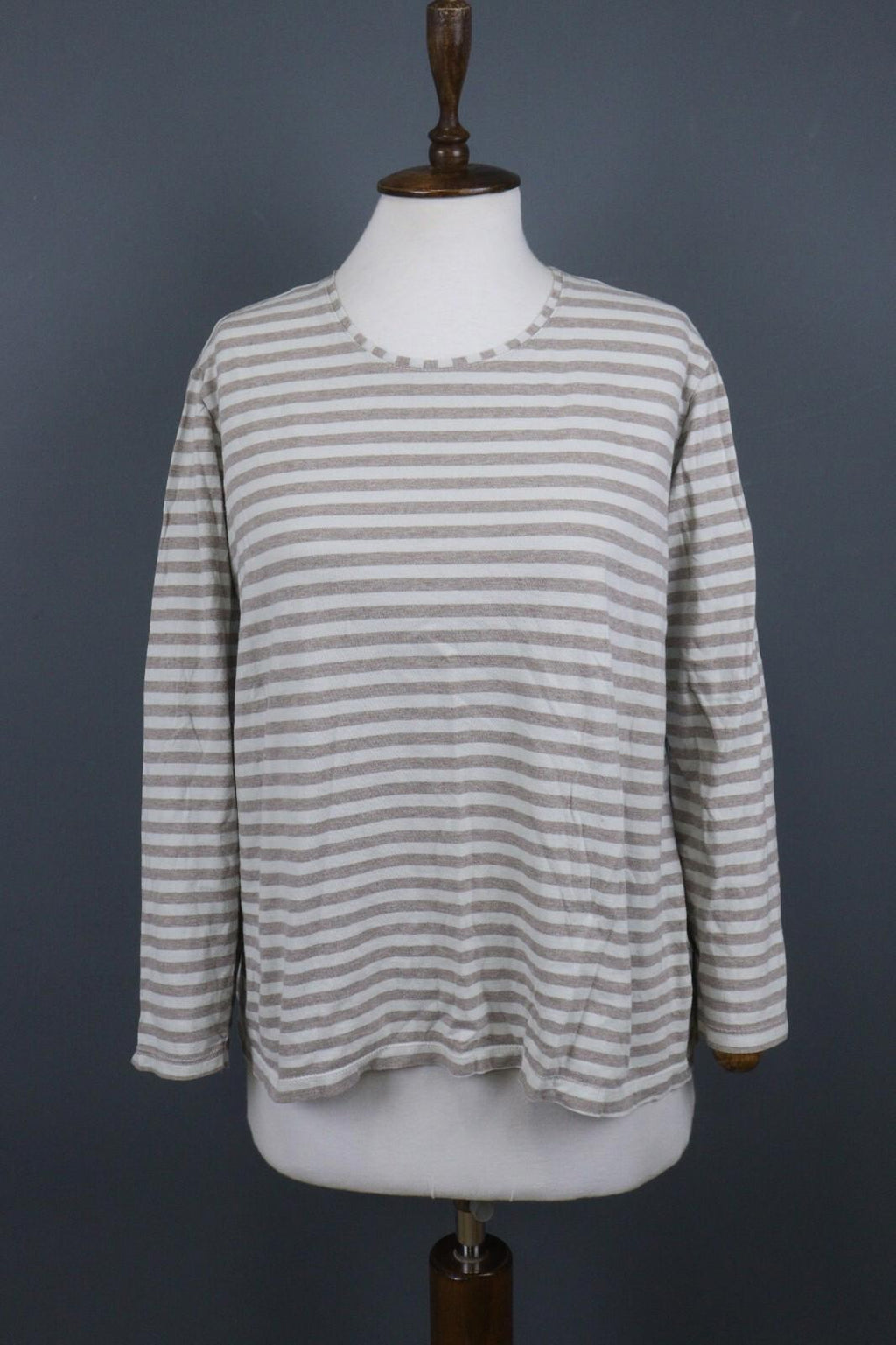 GUDRUN SJODEN Gray White Long Sleeve Stretch Blouse Top – Size L
