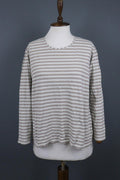 GUDRUN SJODEN Gray White Long Sleeve Stretch Blouse Top – Size L