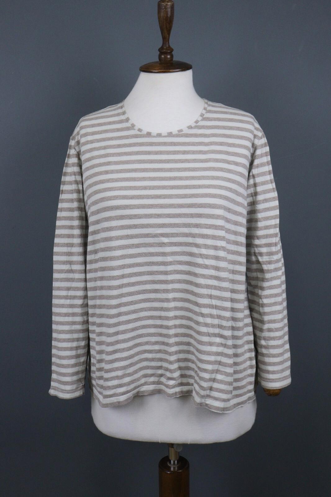GUDRUN SJODEN Gray White Long Sleeve Stretch Blouse Top – Size L