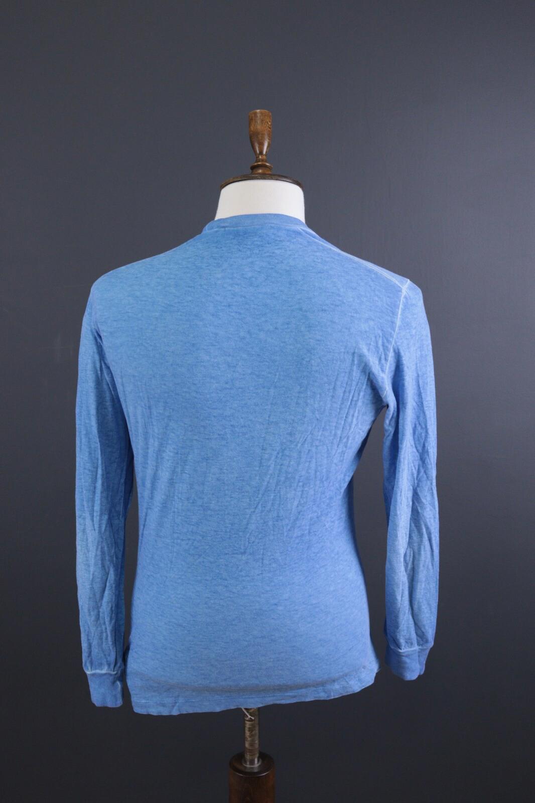 DSQUARED2 Blue Linen Long Sleeve Printed Top Sweatshirt – Size S