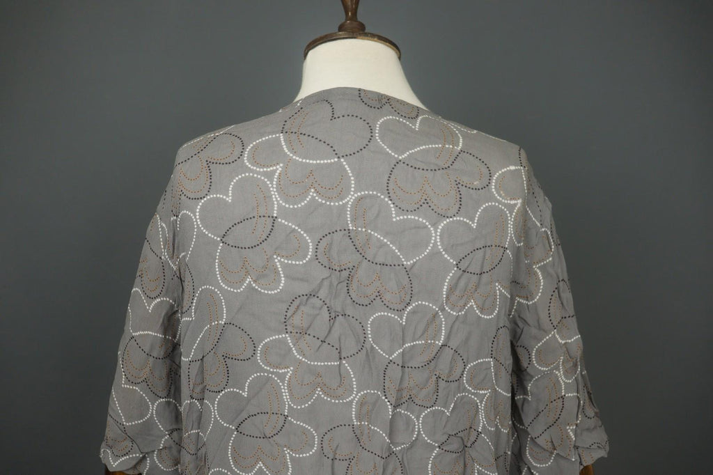 GUDRUN SJÖDEN Gray Floral Cotton Long Sleeve Button Front Tunic Shirt Top – Size L