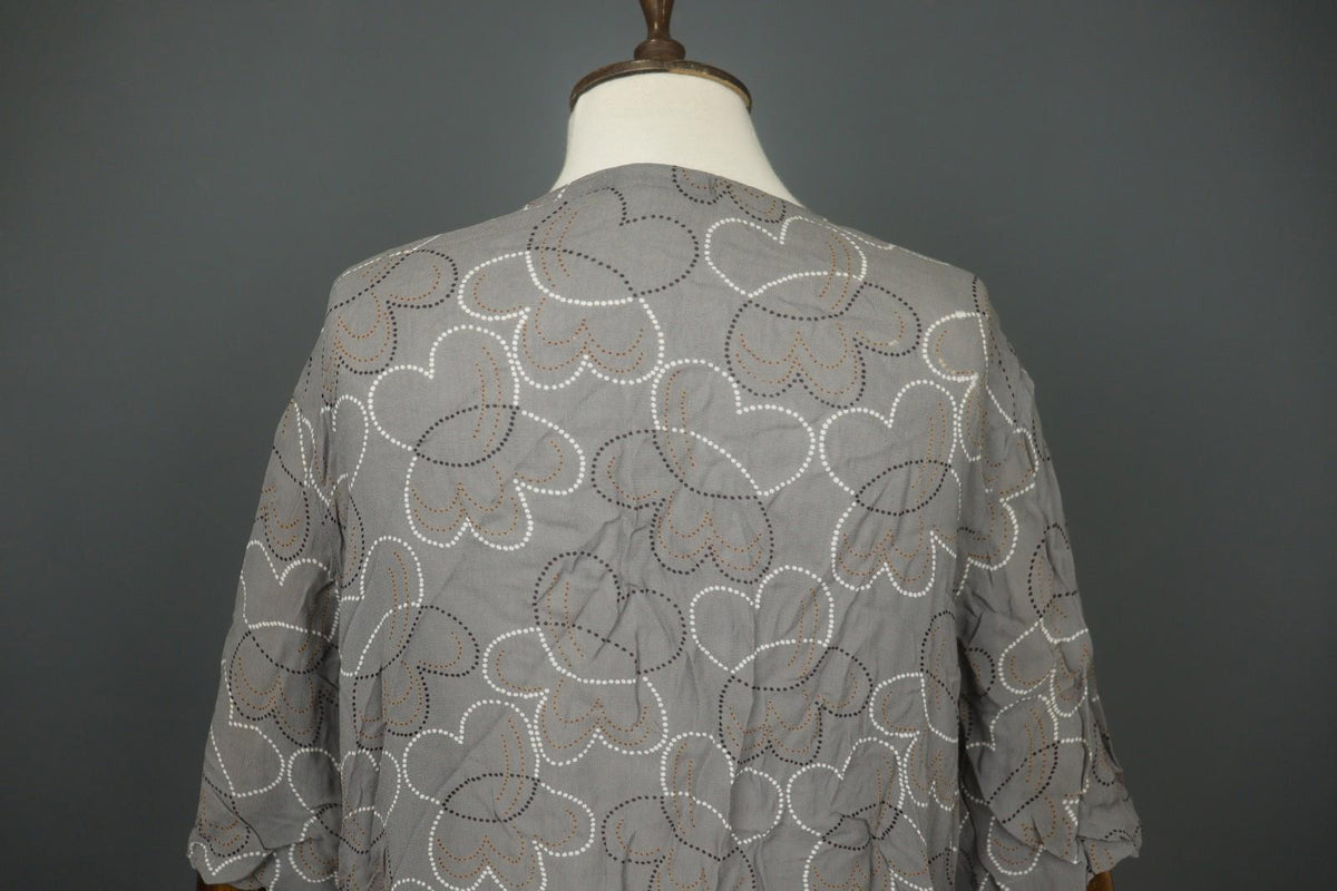 GUDRUN SJÖDEN Gray Floral Cotton Long Sleeve Button Front Tunic Shirt Top – Size L