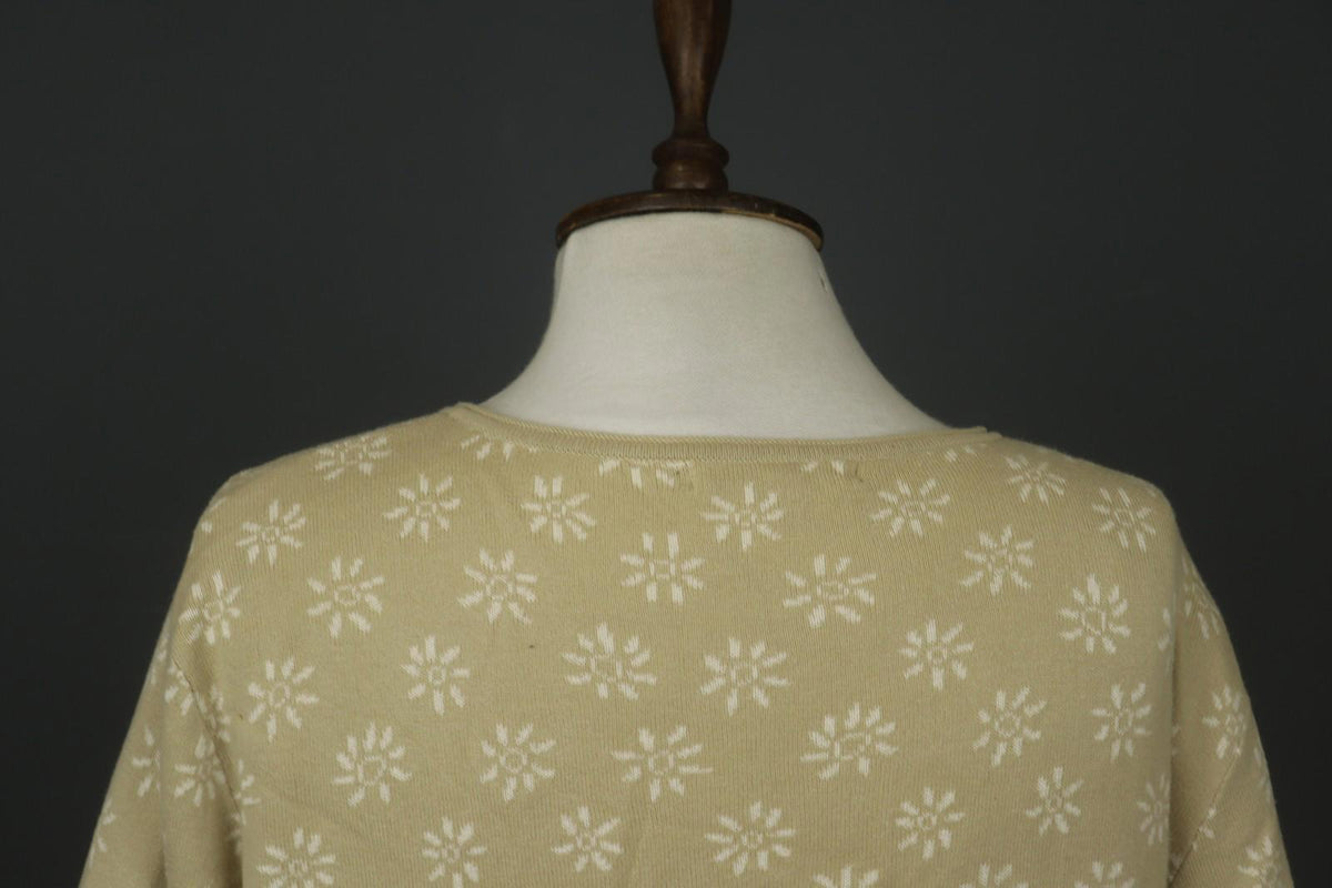 GUDRUN SJÖDEN Beige Floral Long Sleeve Button Front Cardigan Sweater – Size L