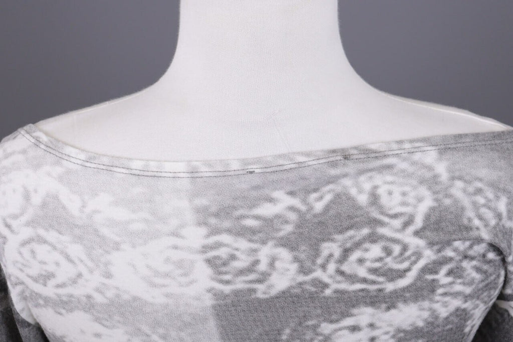Sarah Pacini Gray Printed 3/4 Sleeve Lightweight Top Shirt One Size