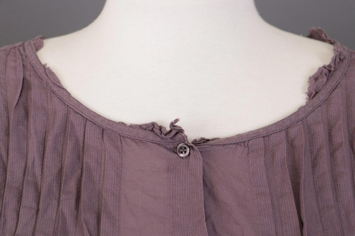 Cop. Copine Shirt Dress Purple Pleated Balloon Sleeve Button Front – Size 40