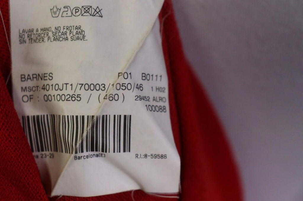 BURBERRY Red Viscose Knitted V-Neck Raglan Sleeve Pullover Sweater – Size 46