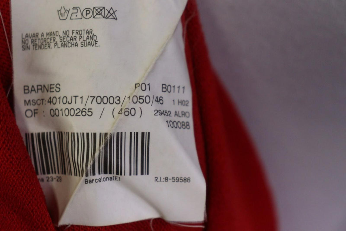 BURBERRY Red Viscose Knitted V-Neck Raglan Sleeve Pullover Sweater – Size 46
