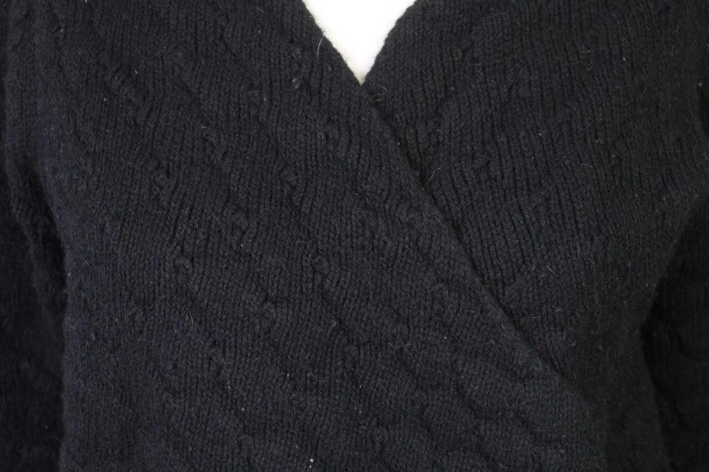 ZADIG & VOLTAIRE DAPHNEE ALN Black Alpaca Wool Wrape Cardigan Sweater – Size S – Used