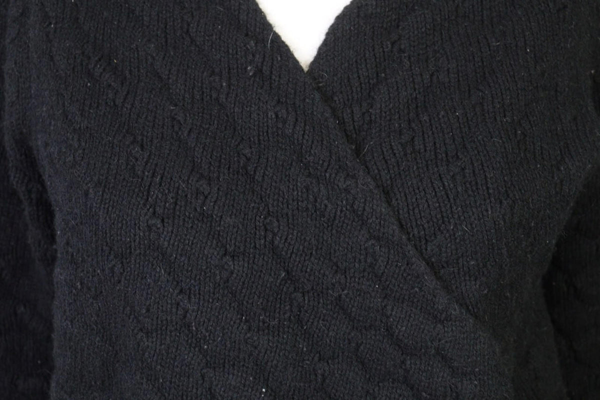 ZADIG & VOLTAIRE DAPHNEE ALN Black Alpaca Wool Wrape Cardigan Sweater – Size S – Used