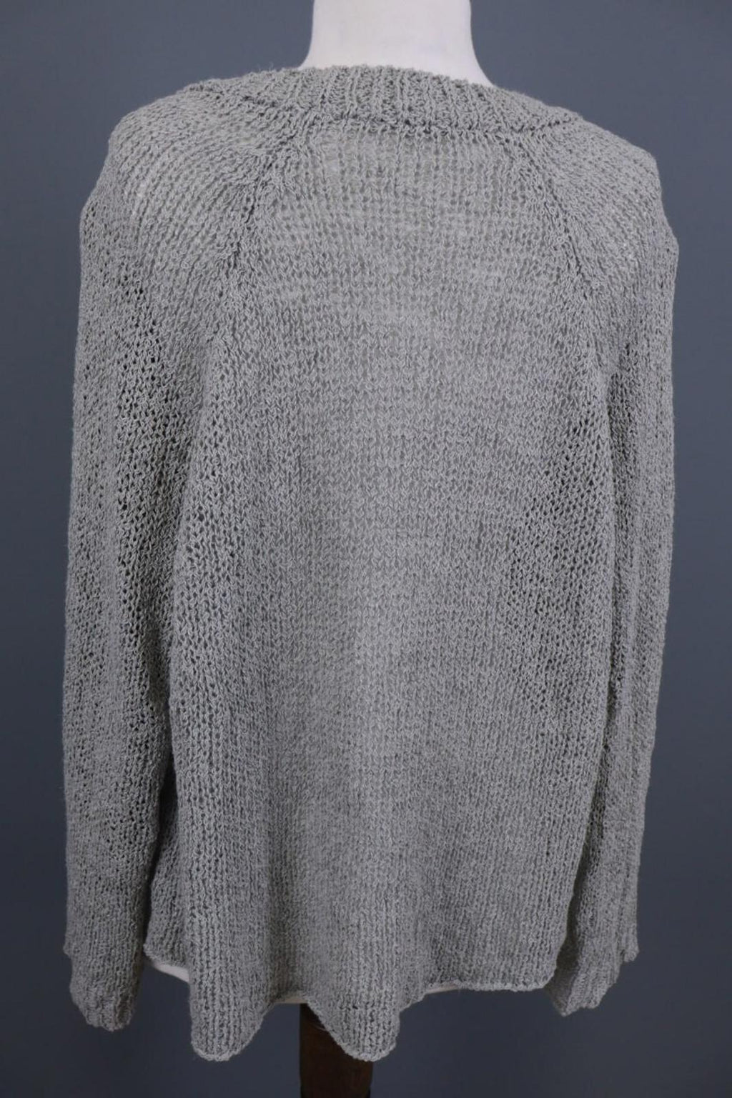 ANNETTE GORTZ Gray Open Knit Hemp Crew Neck Knit Sweater – Size S