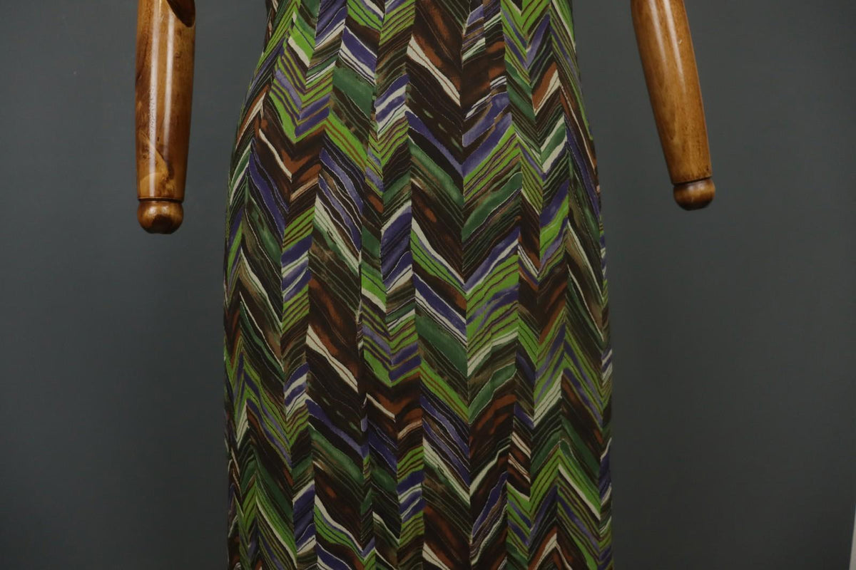 MAX MARA Multicolor Geometric Silk Halter Neck Sleeveless Midi Dress – Size 40