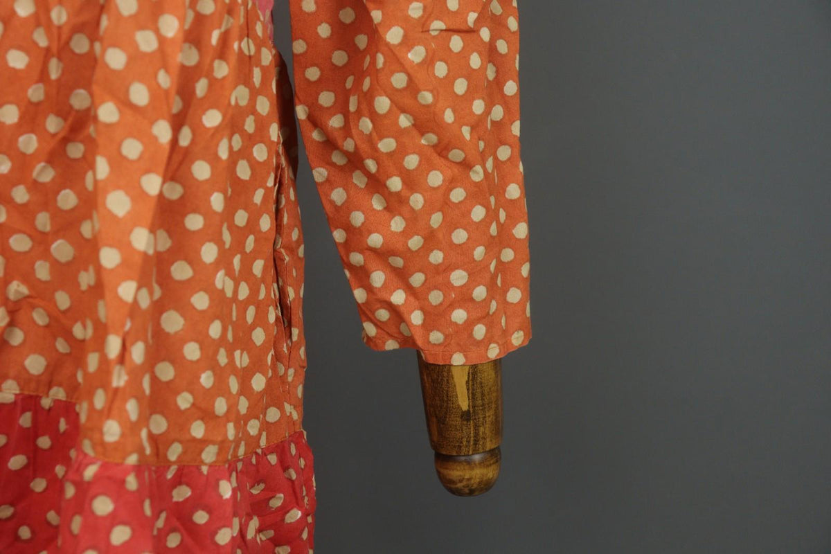GUDRUN SJODEN Multicolor Polka Dot Organic Cotton Button Front Shift Dress Sz M