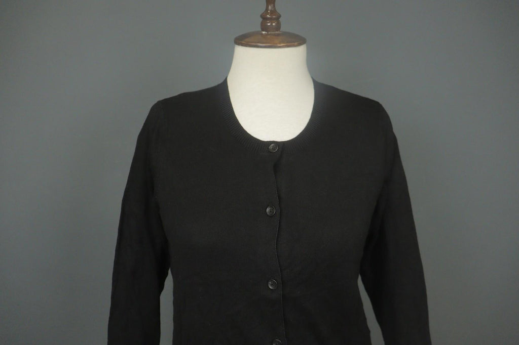 COACH Black Viscose Blend Raglan Sleeve Button Front Cardigan Sweater – Size S