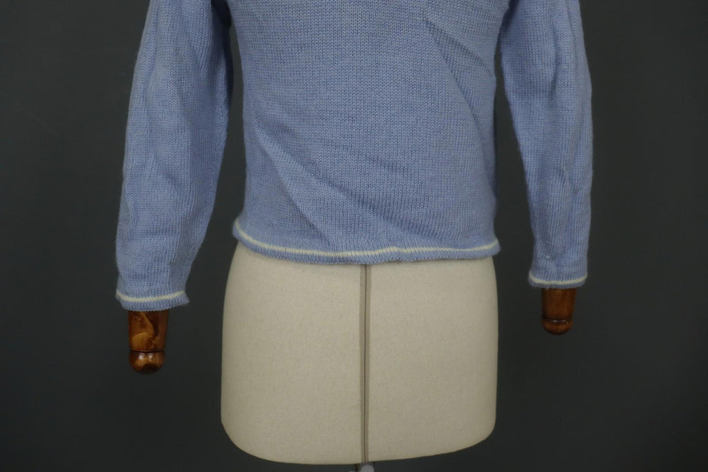 DALE OF NORWAY Blue & White Wool Knitted Mock Neck 1/4 Zip Ski Sweater – Size XS