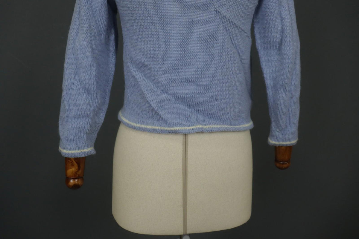 DALE OF NORWAY Blue & White Wool Knitted Mock Neck 1/4 Zip Ski Sweater – Size XS