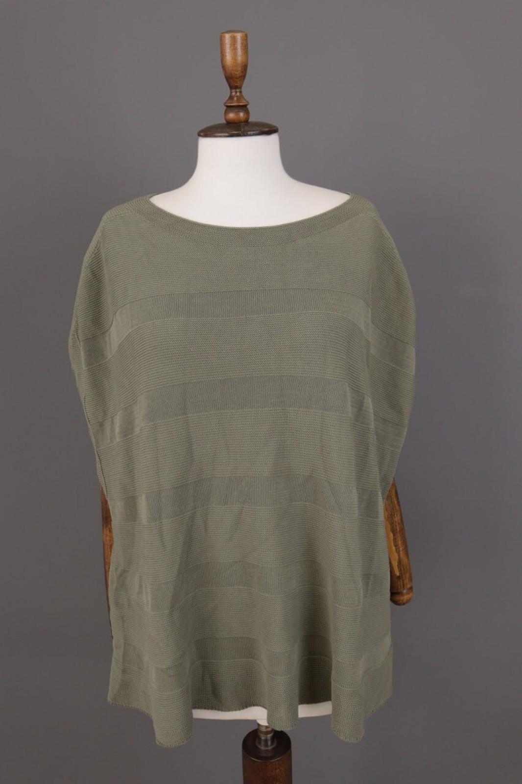 OSKA Green Knit Lagenlook Relaxed Sleeveless Poncho Sweater S