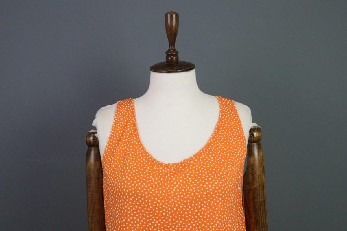 GUDRUN SJODEN Orange Dotted Oversized Sleeveless A-Line Shirt Dress – Size L