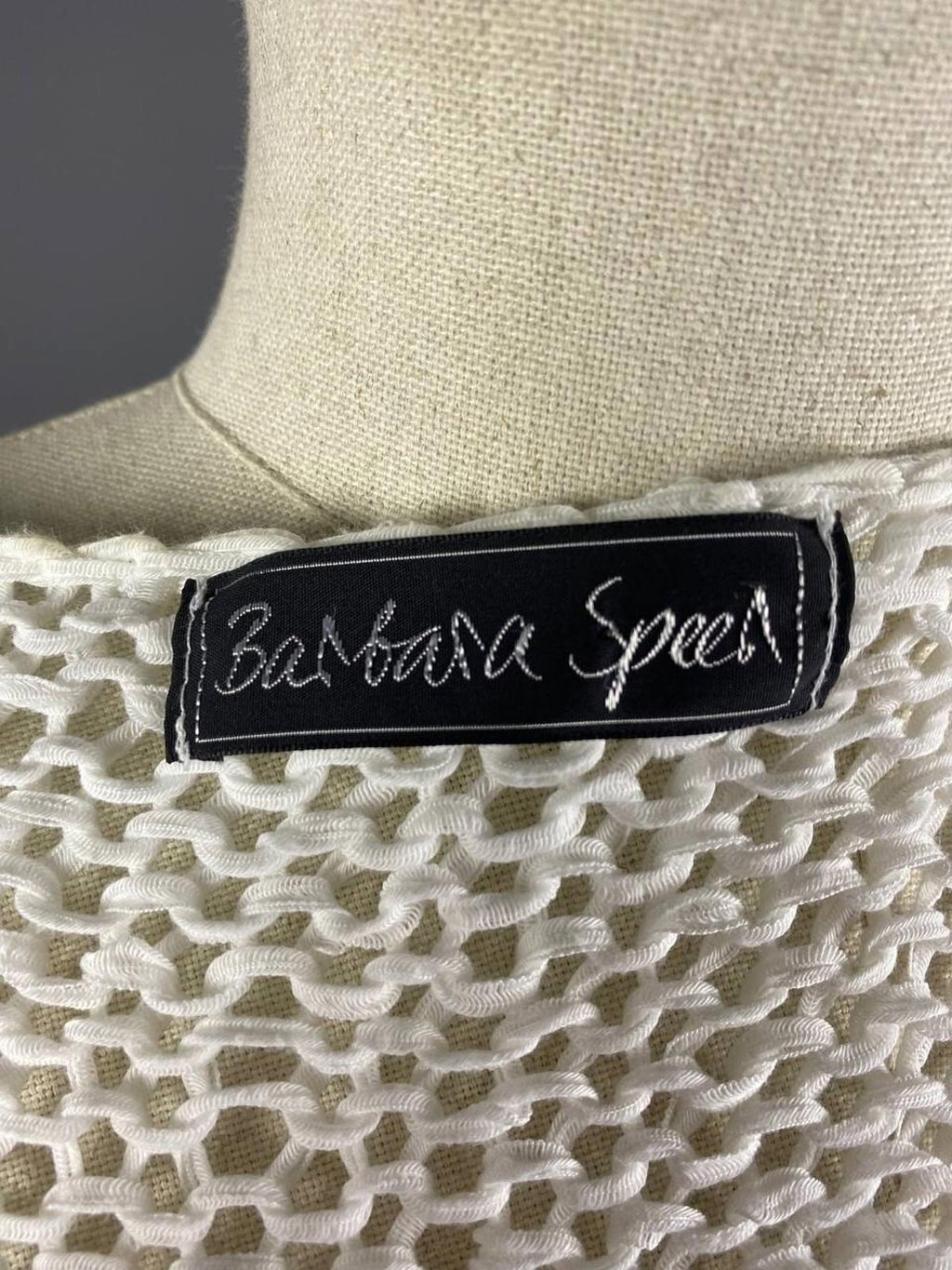 BARBARA SPEER White Lagenlook Crochet Knit Short Sleeve Cardigan Sweater – Size 2