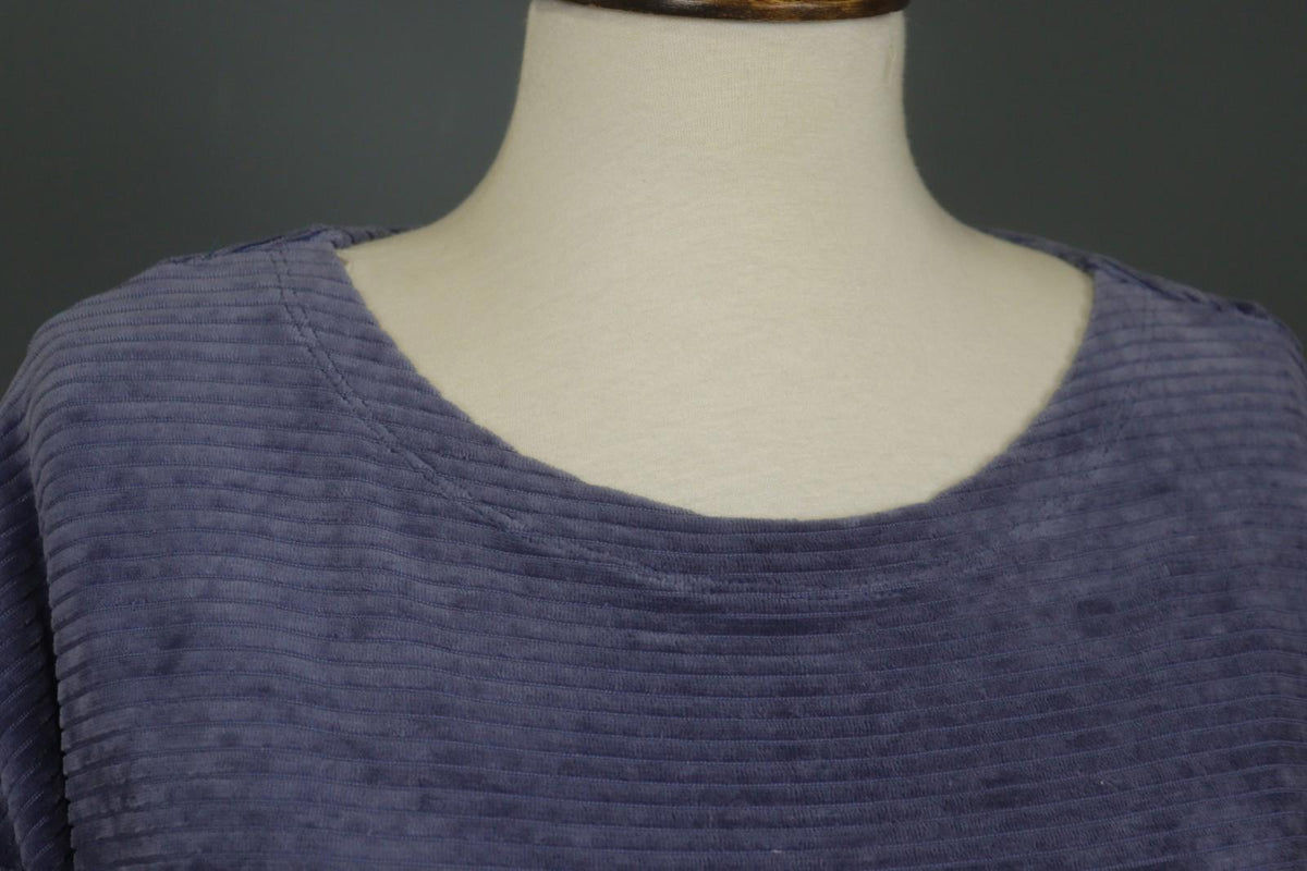 GUDRUN SJODEN Purple Cotton Velour Round Neck Pullover Shift Dress – Size XS