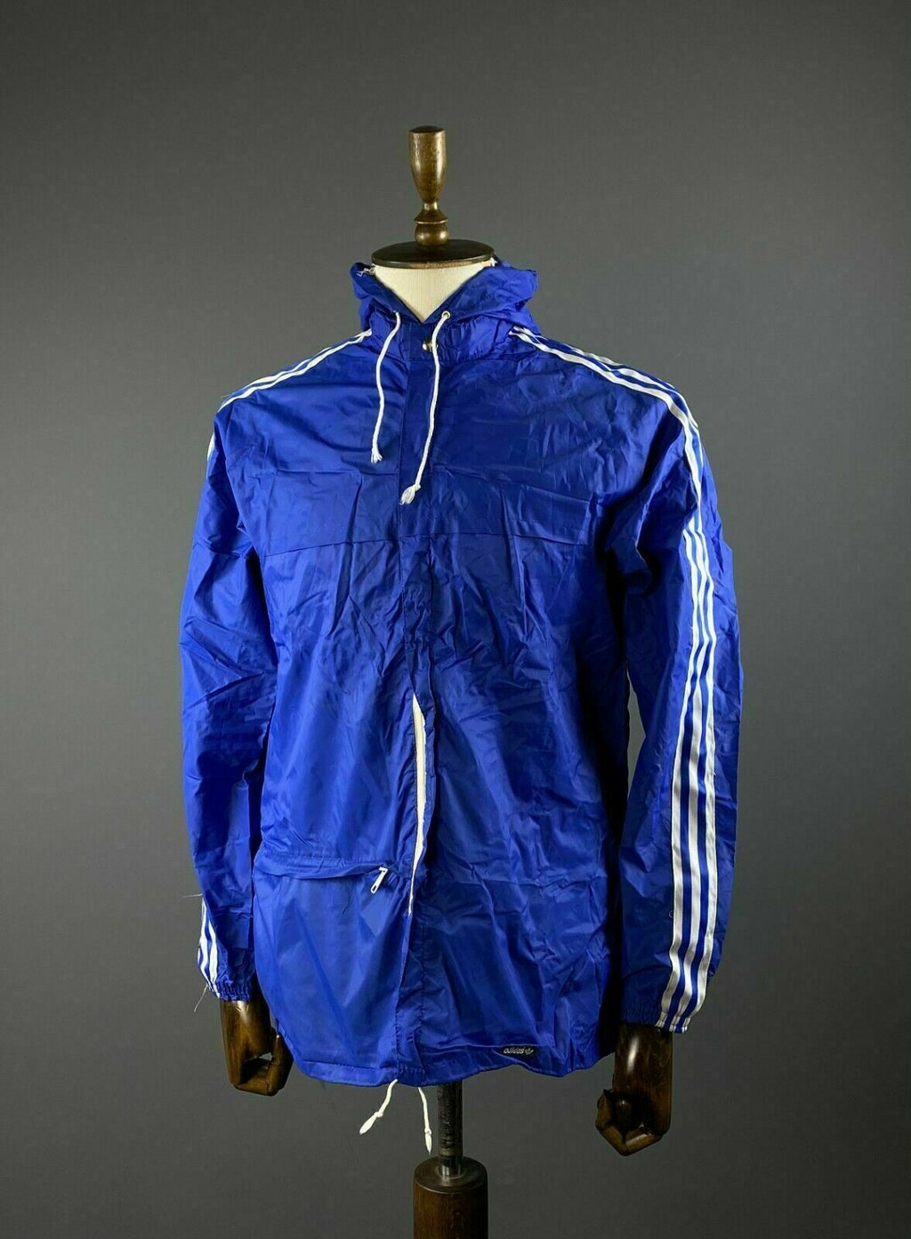 Vintage Adidas Ventex Blue White Stripe Nylon Track Jacket – Men's M