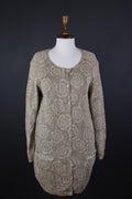 GUDRUN SJODEN Beige Floral Linen Knit Long Cardigan Sweater – Size S