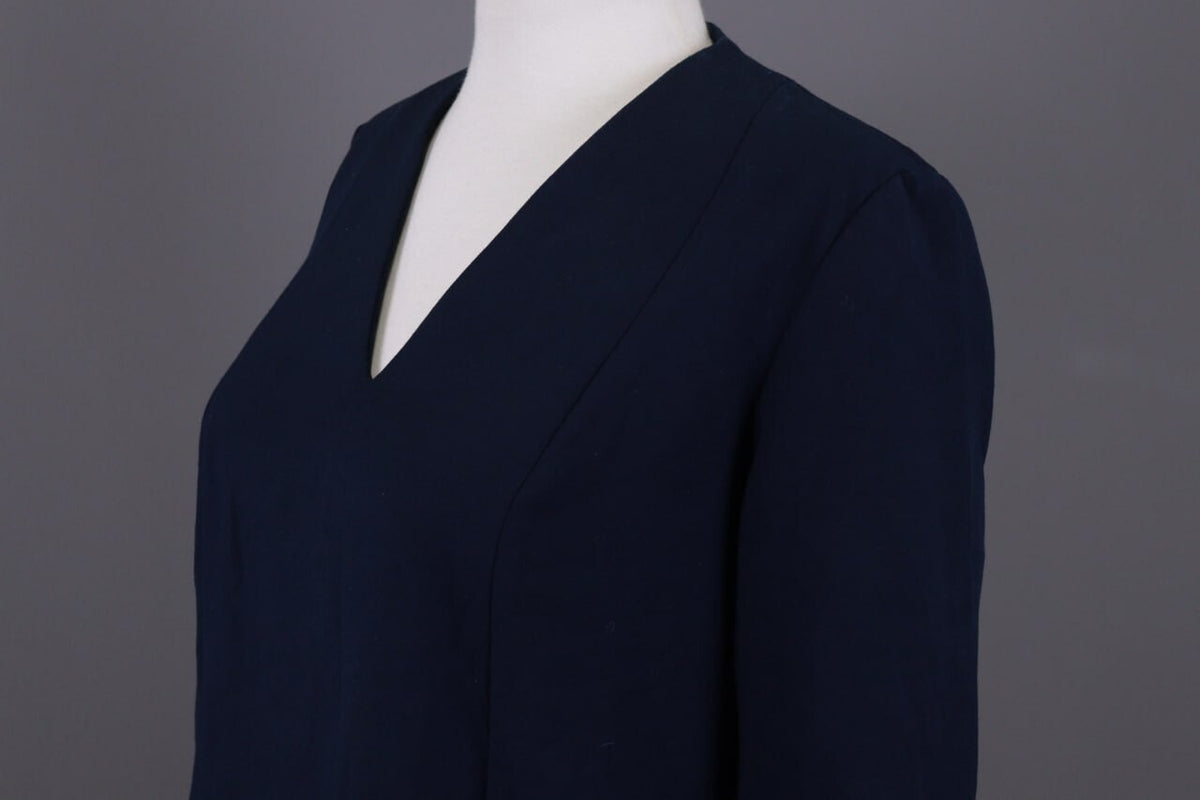 Me+Em Blue V-Neck Evening Long Sleeve A-Line Dress – Size 12