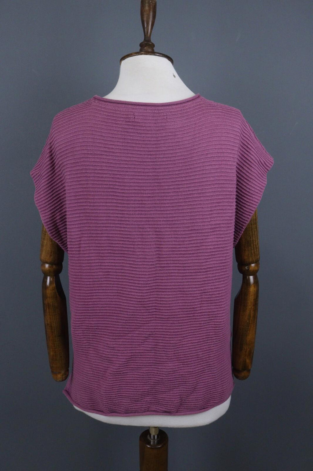 GUDRUN SJODEN Purple Striped Cap Sleeve Stretch Top Blouse – Size M – Used