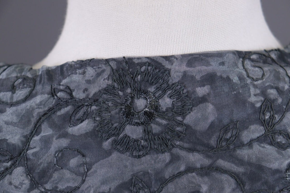 Absolut By Zebra Gray Floral Button Down Lightweight Lagenlook Jacket – Size 2 / M