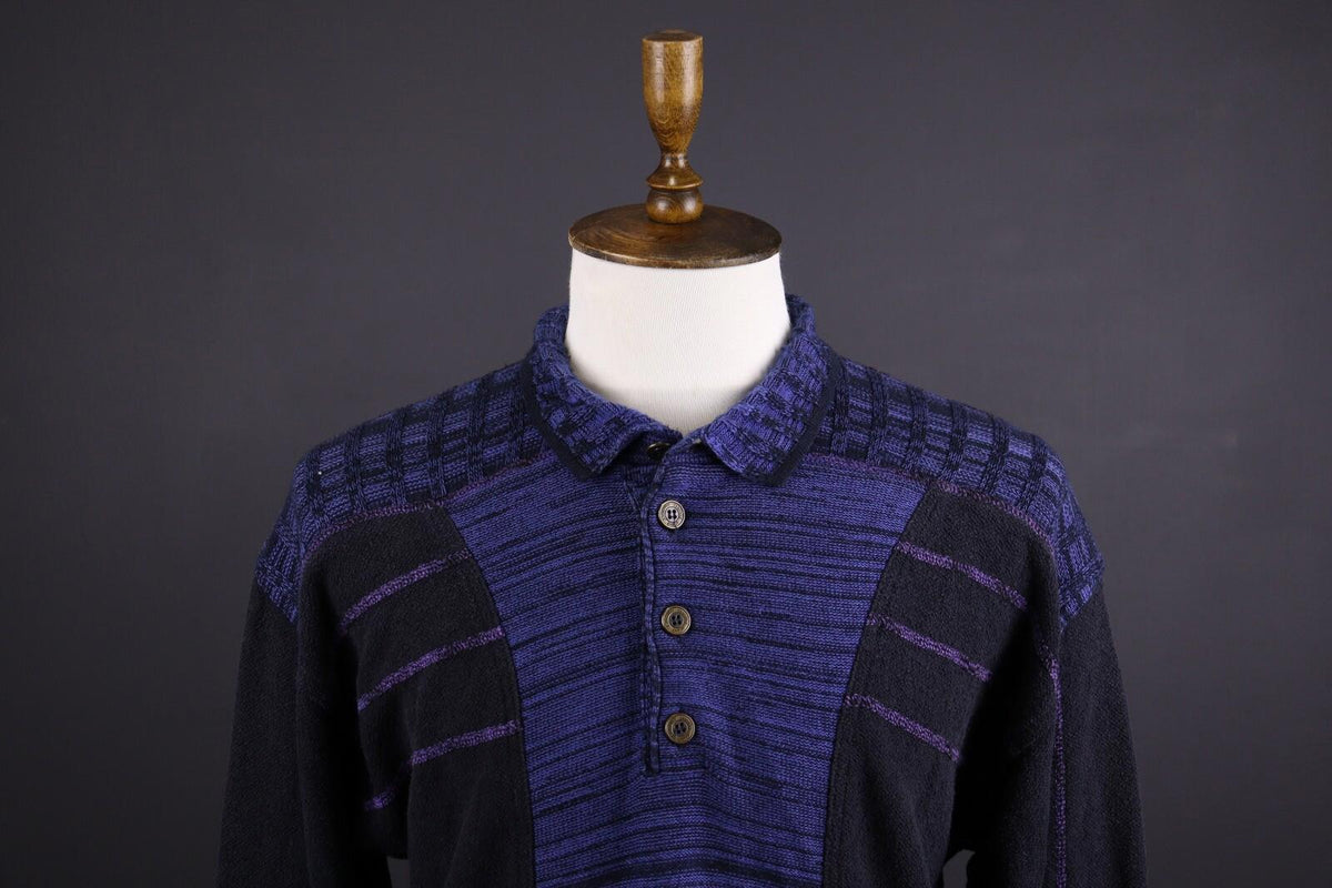 CARLO COLUCCI Blue Knit Vintage Long Sleeve Sweater – Size S