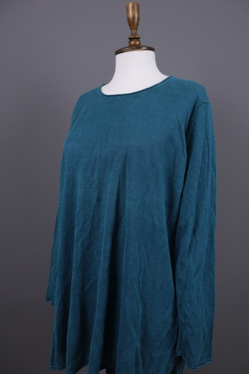 Gudrun Sjoden Blue Linen Lagenlook Long Sleeve Relaxed A-Line Dress – Size L