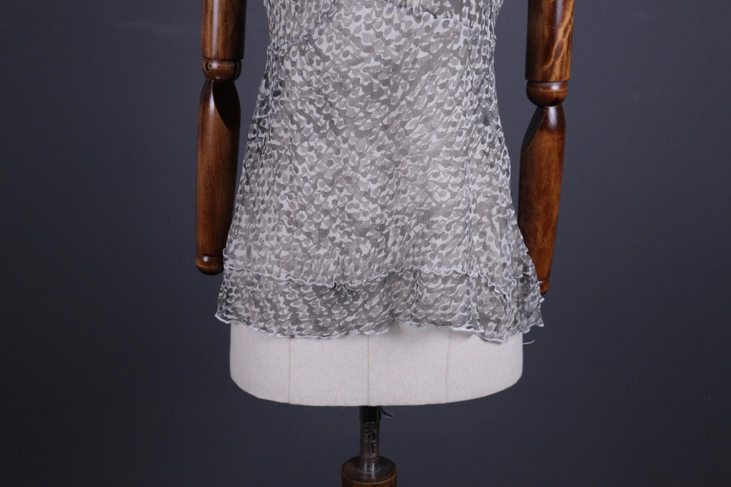 TRANSIT PAR SUCH Gray Silk Abstract Sleeveless Mesh Tank Top – Size M